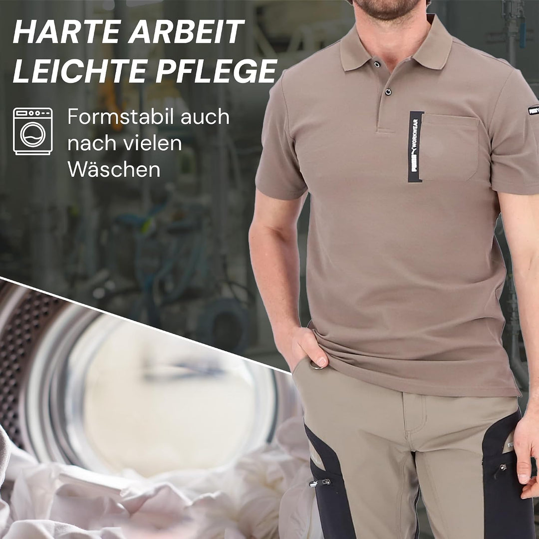 PUMA Workwear Advanced – Poloshirt Herren Kurzarm – Arbeitsshirt mit Brusttasche und Utility Fach an
