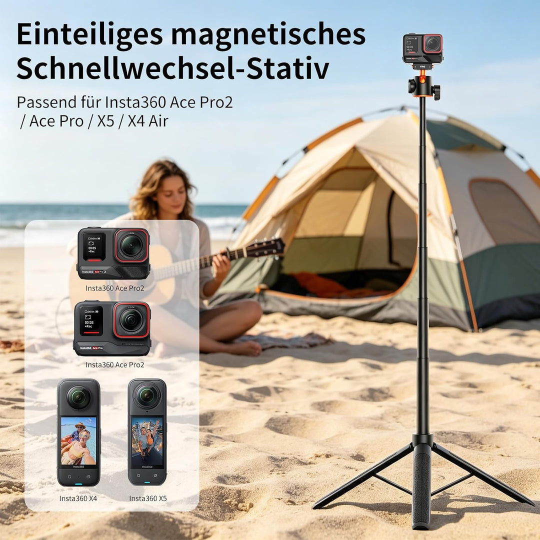 VRIG 140cm Selfie Stick Stativ für Insta 360 Ace Pro 2/ X5/ X4 Air, AC-104 | Magnetischer Schnellwec