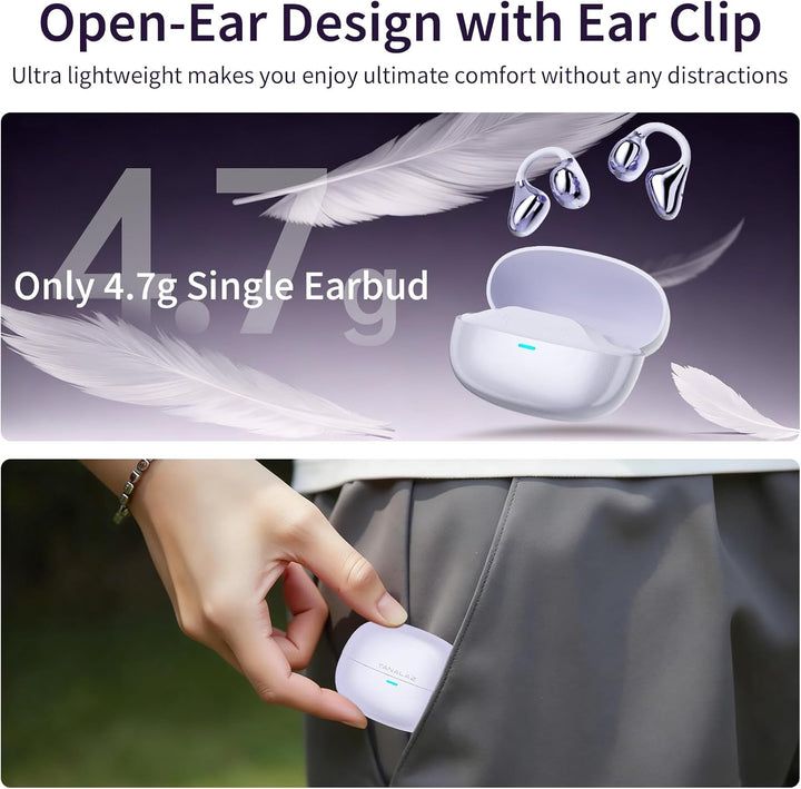 Open-Ear-Kopfhörer I5, Kabellose Bluetooth 6.0 Clip-On-Ohrhörer mit ENC, IPX5 wasserdicht, 36 Std. L