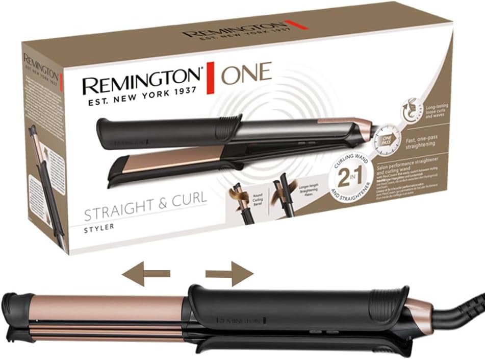 Remington ONE Glätteisen & Lockenstab [2in1 Multistyler] Glätt-/ Lockenmodus mit zuschaltbarer behei