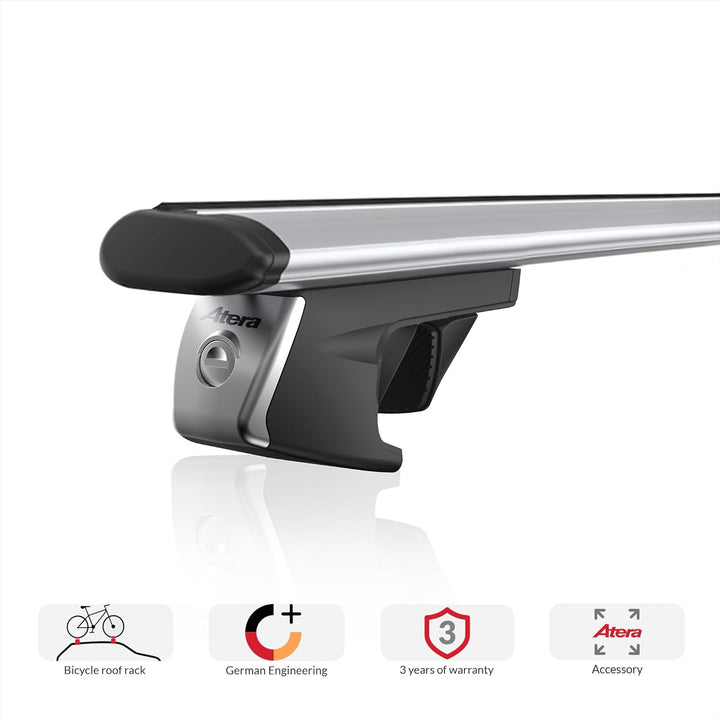 Atera 048 237 Signo RT Aluminium Grundträger mit Dachreling für Fahrzeuge, Silber, 137mm