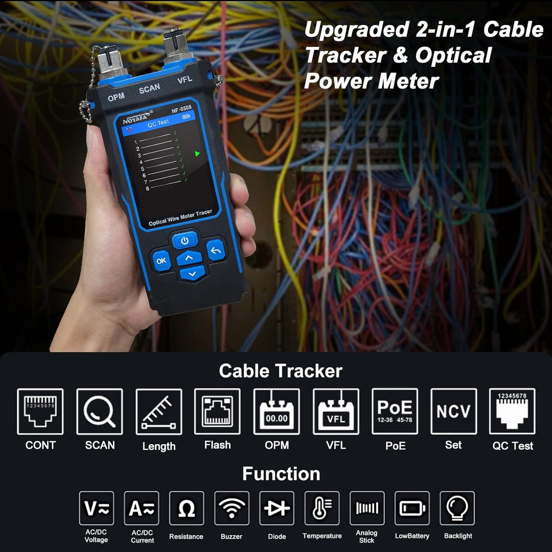 NOYAFA PoE Multifunktions-Netzwerkkabel-Tester für CAT5 CAT6 Tracker, optisches Leistungsmesser, Kab