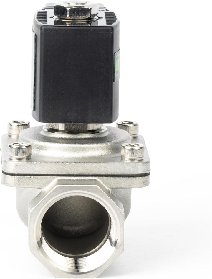 U.S. Solid 1" Magnetventil - Edelstahl DC 12V mit Viton-Dichtung, stromlos geschlossen, Anschlussdos