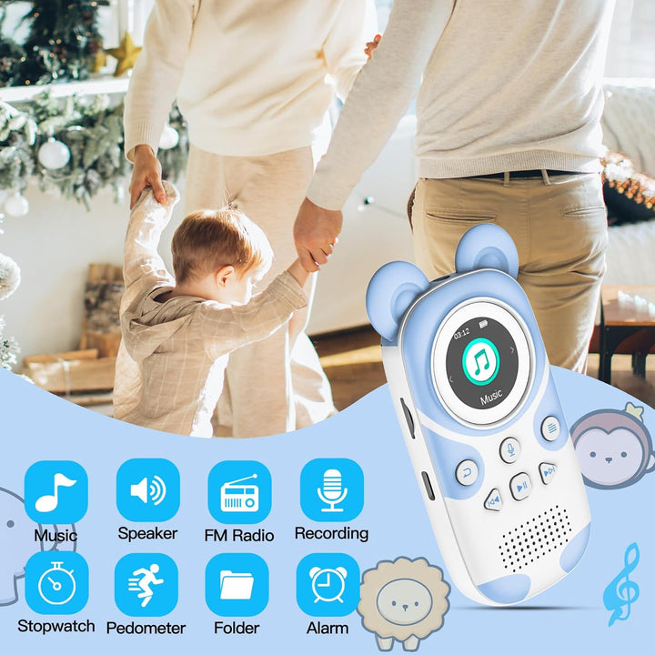 RUIZU 64GB MP3 Player Kinder Bluetooth 5.3 mit kopfhörer Lautsprecher Unterstützt UKW-Radio, Wecker,