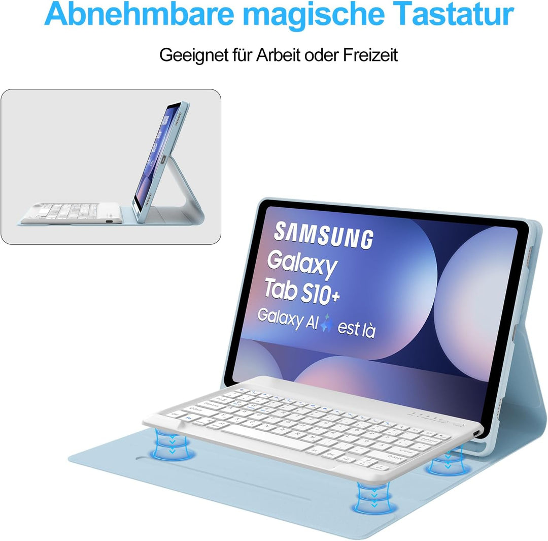 SENGBIRCH Tastatur Hülle für Samsung Galaxy Tab S10 Ultra 14,6 Zoll 2024 - Deutsche QWERTZ Tastatur,