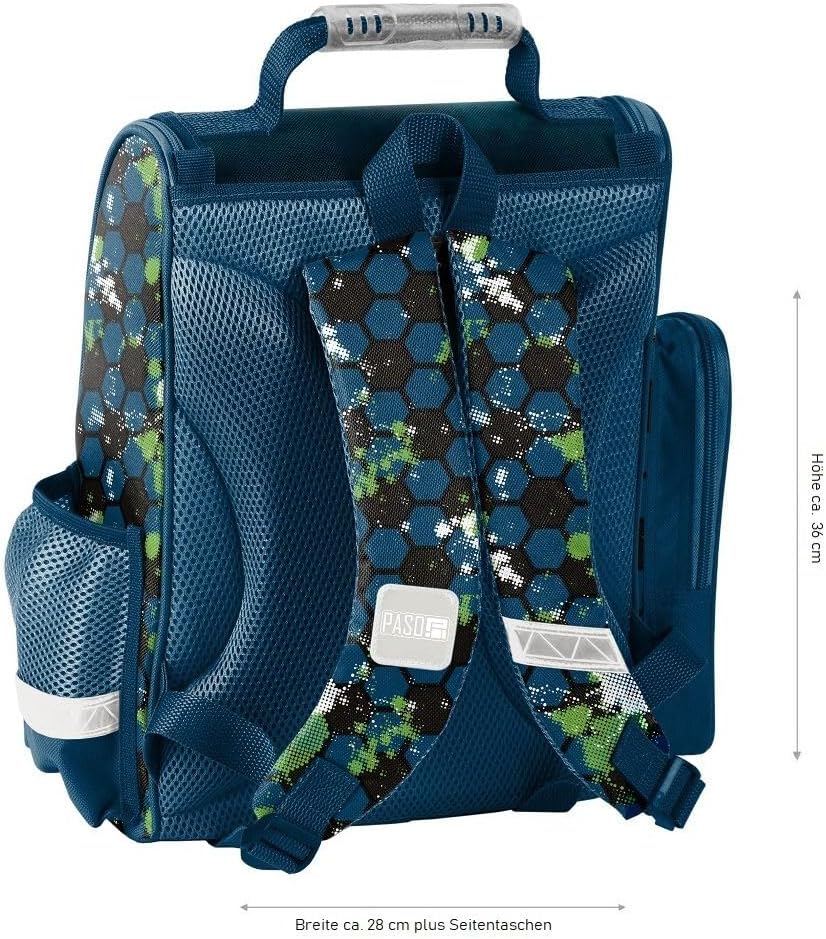 Familando Fussball Schulranzen 1. Klasse ergonomischer Tornister für Mädchen und Jungen Schultasche