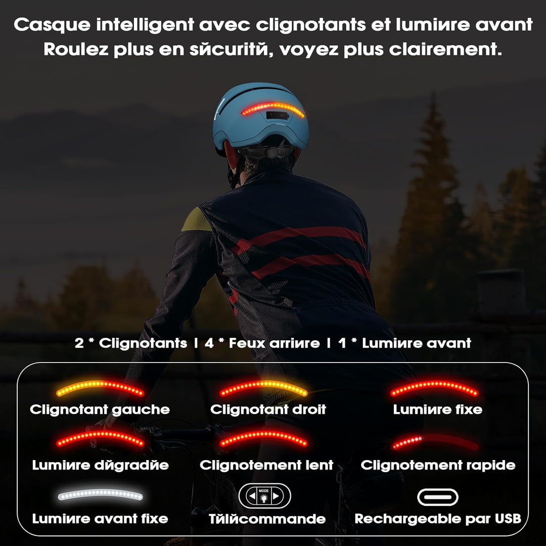 Shinmax Fahrradhelm Damen Herren mit Blinker & Licht, Fahrrad Helm Erwachsene mit USB Wiederaufladba