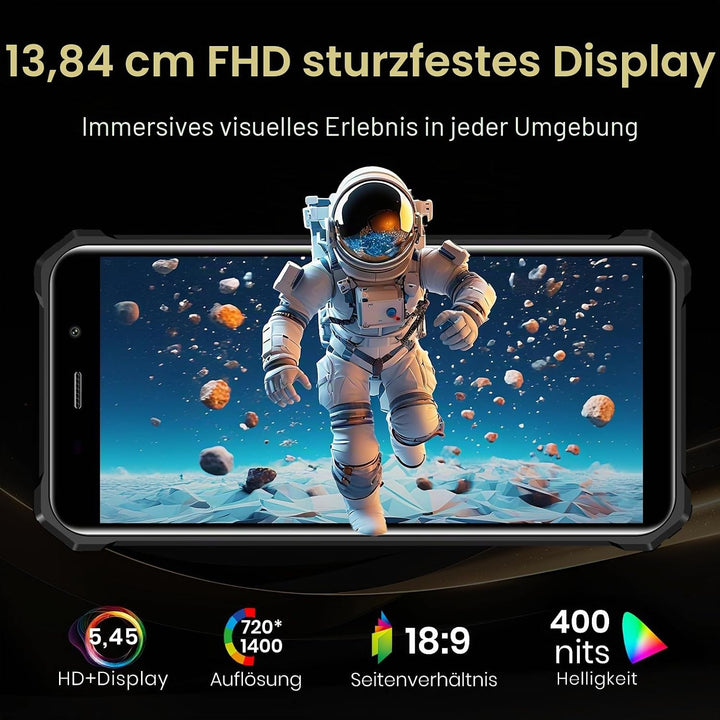 FOSSiBOT F101P 10600mAh Outdoor Smartphone ohne Vertrag,123-dB Lautsprecher Outdoor Handy, 7 GB+64 G