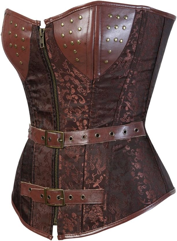 Grebrafan Damen Gothic Kunstleder Korsage Vintage Cosplay, 32-34