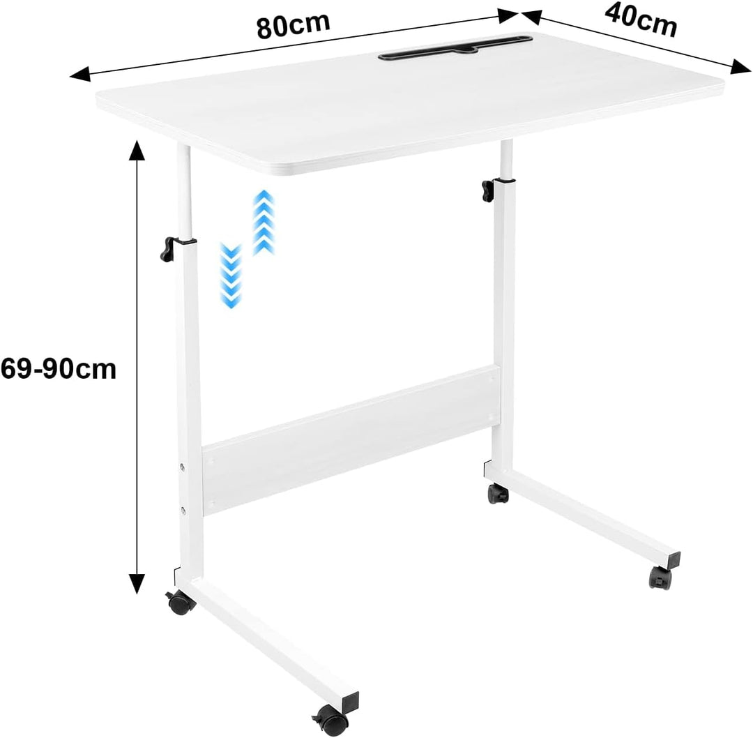 Mobiler Tisch, höhenverstellbar, Tischplatte aus Holz, 80 x 40 cm, Struktur aus Metall, MF, mit Aufb
