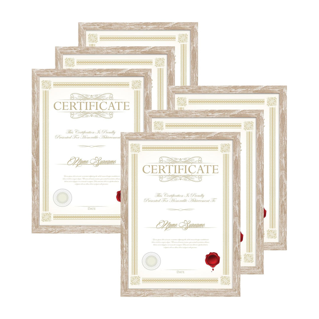 EYMPEU 6er-Set Bilderrahmen A4 Set, Urkundenrahmen, Fotorahmen DIN A4(21 x 29,7 cm), Geeignet für Wa