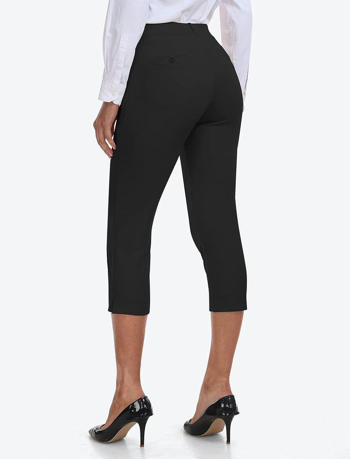 Damen Golfhosen Capri Business Hose Elegante Golf Hosen Atmungsaktiv Yoga Büro Anzughosen Elastische