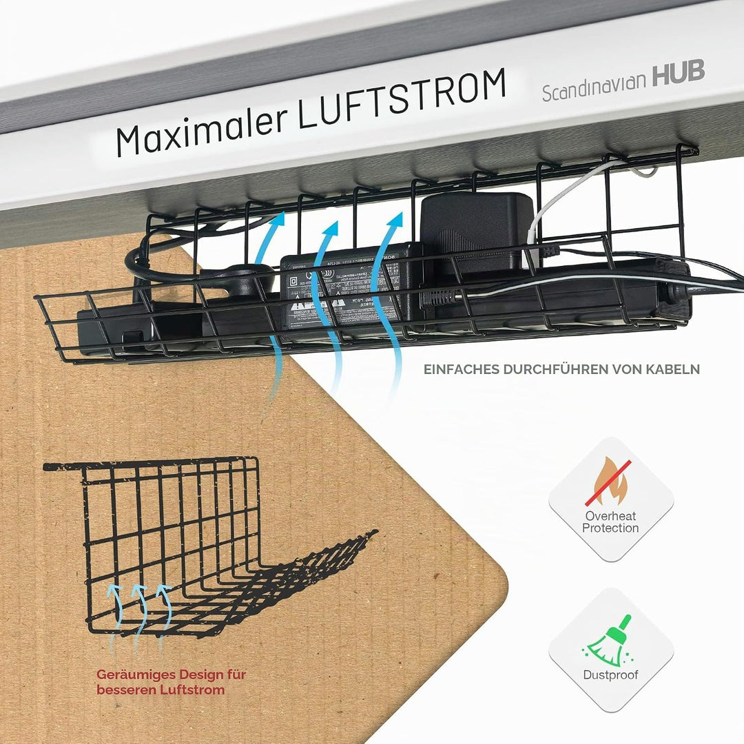Scanfield Kabelwanne Untertisch – Kabelmanagement für Schreibtisch, Kabel Organizer & Kabelhalter zu