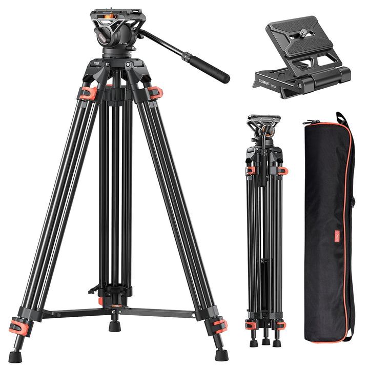 COMAN 186CM Stativ Kamera - Aluminium Mit Camera Tripod 360° Flexibles Schwenken & +90°/-70° Neigen,