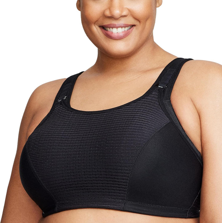 Glamorise Damen Sports Bra, 254 cm 75B Einfarbig Schwarz, 75B Einfarbig Schwarz