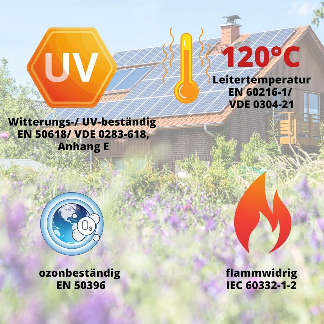 10 Meter Lapp H1Z2Z2-K 10mm² Solarkabel 1X10 Kabel weiss schwarz, 10m