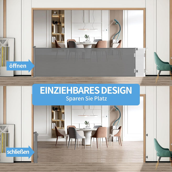 Retraktierbares Sicherheitsgitter für Babys & Haustiere – Extra Breit & Hoch, 0-300CM Türschutzgitte