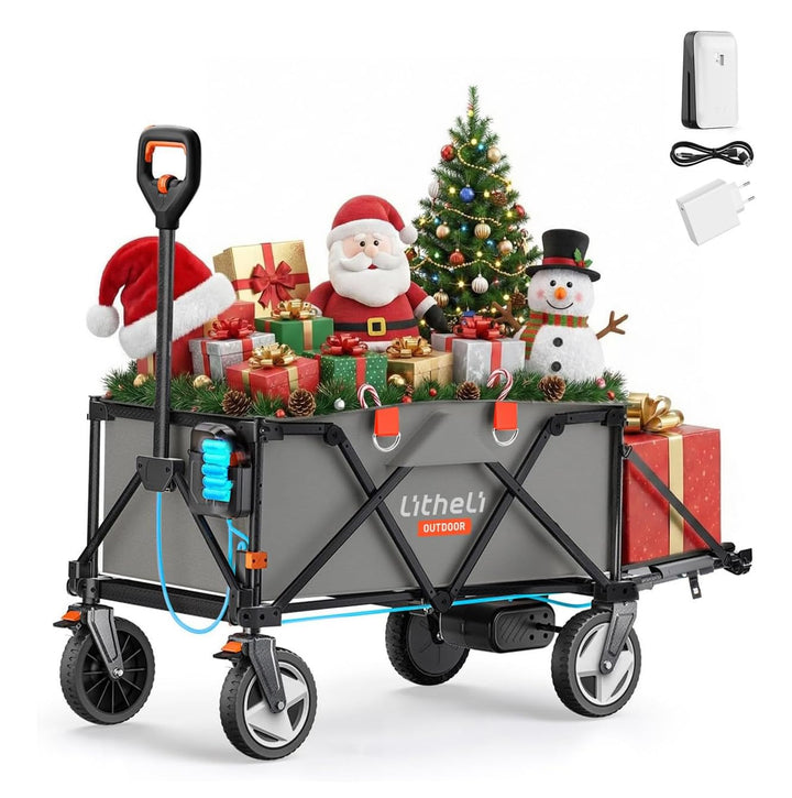 Litheli Elektrokarre Bollerwagen Faltbar, Handwagen faltbar mit Motor &amp; Bremsen, 200L 60KG geeignet