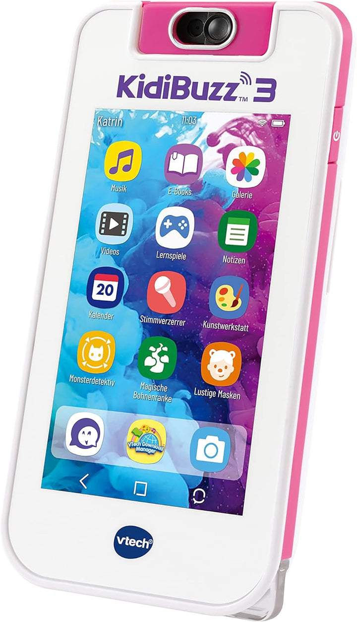 VTech KidiBuzz 3 pink – Multifunktions-Messenger für Kinder – Mit sicherem Internetbrowser, Lernspie