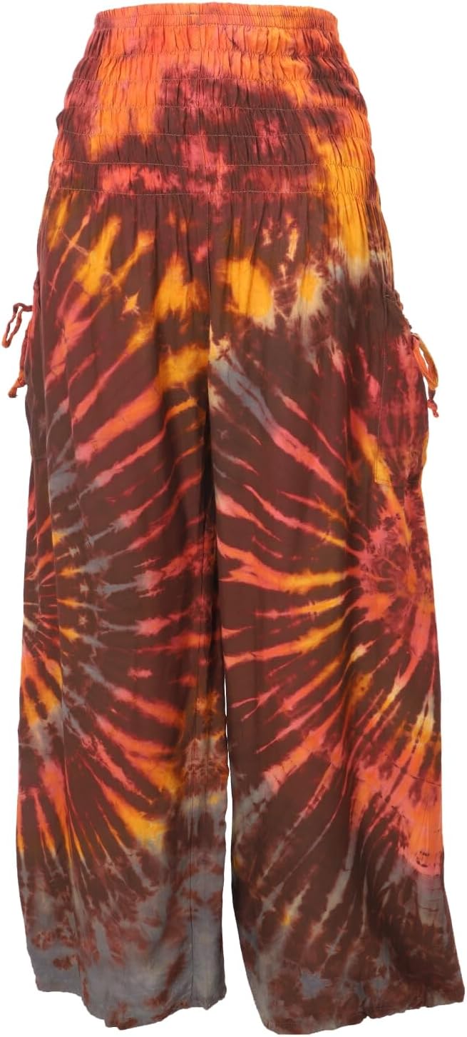 GURU SHOP Farbenfrohe Batikhose, Palazzohose, Weite Sommerhose, Damen, Synthetisch