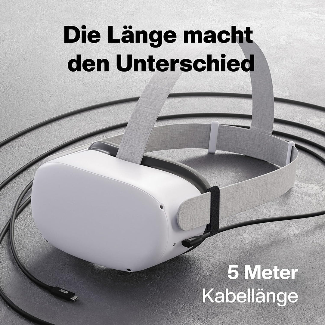 CABLETEX 5m Link Kabel für Meta Quest 3, Oculus Quest 2, PICO 4, PSVR2, Steam VR – USB 3.2 USB C Kab
