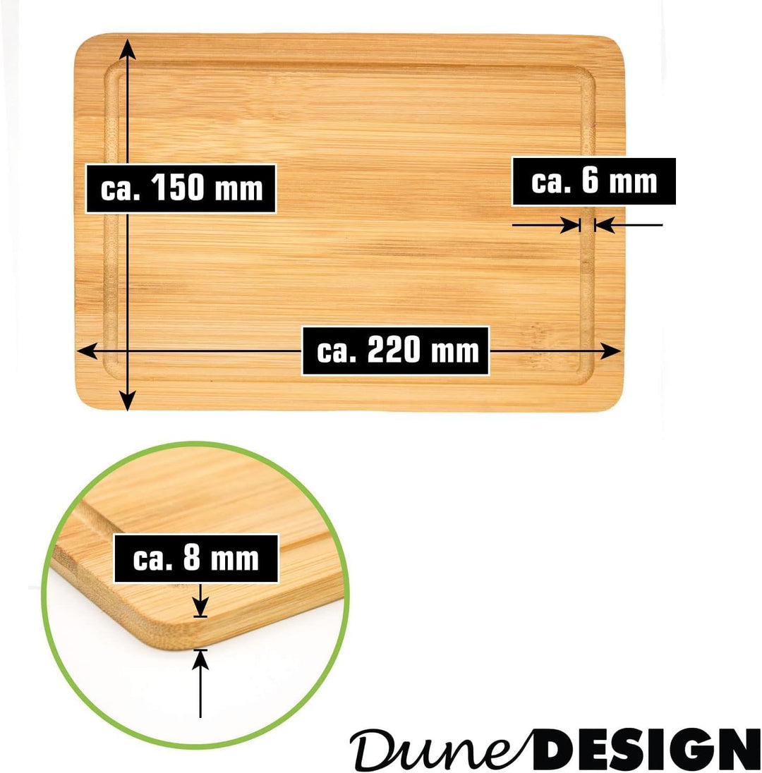 DuneDesign Frühstücksbrettchen Holz 6er Set - Bambus Holzbrett 22x15 cm für Küche & Frühstück - stab