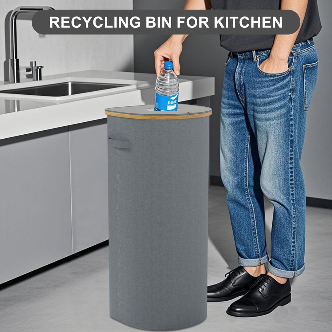 Recyclingbehälter,120L Grauer Recycling-Mülleimer für Küche,Innenbereich & Outdoor,Grosser Recycling