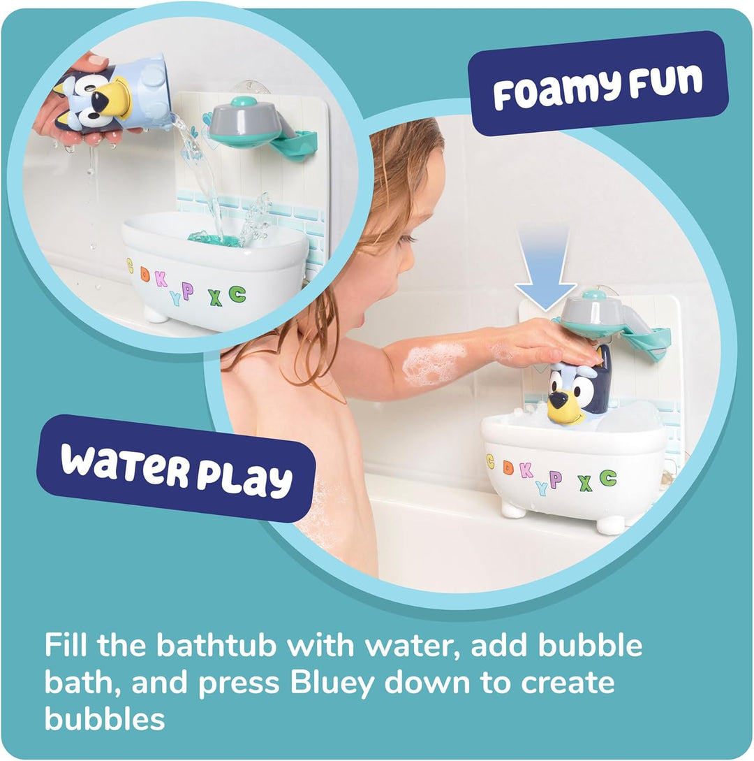 Toomies Bluey Dusche & Schaumbad, interaktives Badespielzeug, mit Wasserdusche und Schaumbildung, fö