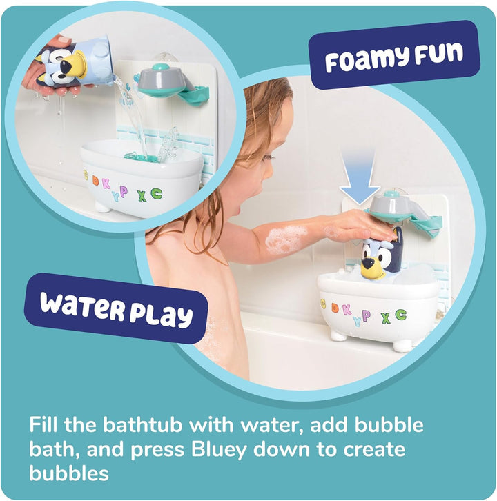 Toomies Bluey Dusche & Schaumbad, interaktives Badespielzeug, mit Wasserdusche und Schaumbildung, fö