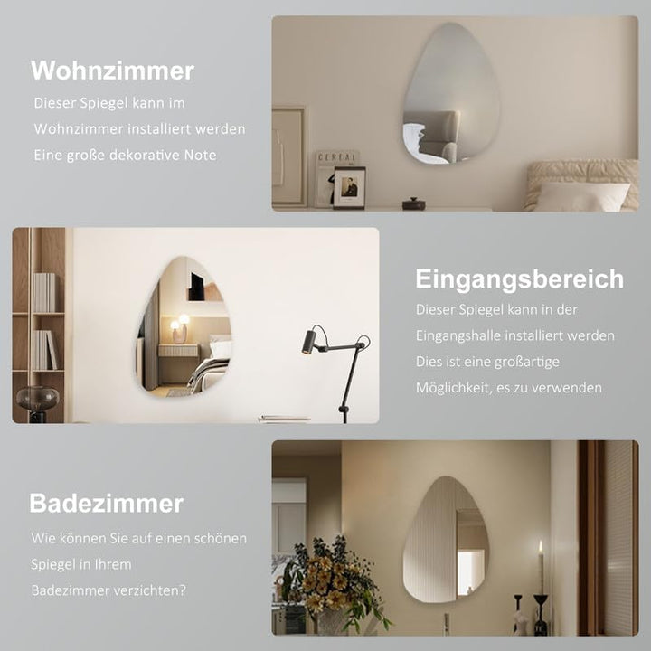 Asymetrischer Spiegel 45x70cm Wandspiegel, Unregelmässiger Wandspiegel Dekorative Spiegel Wandspiege