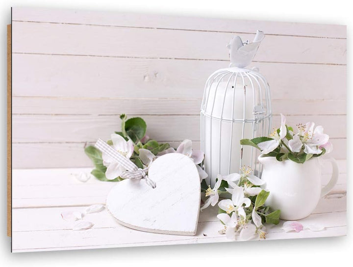 Feeby Wandbild XXL Herz Shabby Chic Bilder für Wohnung Weiss 120x80 cm M14321 120x80 cm, M14321 120x