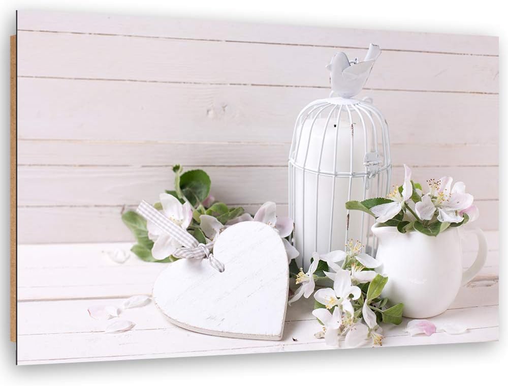 Feeby Dekobild Herz Deko Wand Kunstdruck für Wohnung Weiss 70x50 cm M14321 70x50 cm, M14321 70x50 cm