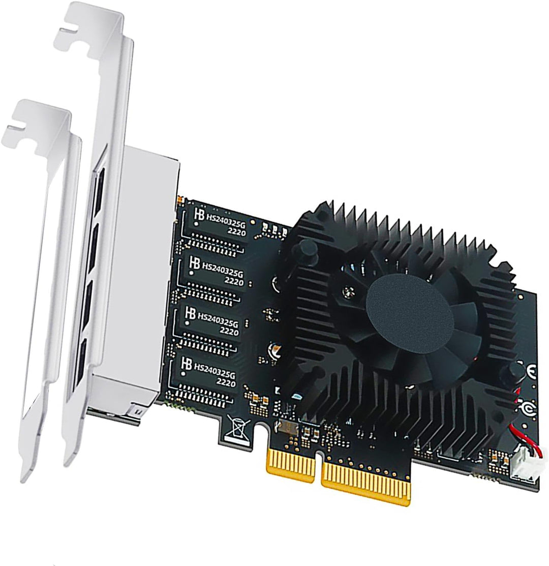 GLOTRENDS LE8245F 4-Port PCIe Ethernet Netzwerkkarte (Zwei 2.5Gbps Ports + Zwei 100/1000Mbps Ports),