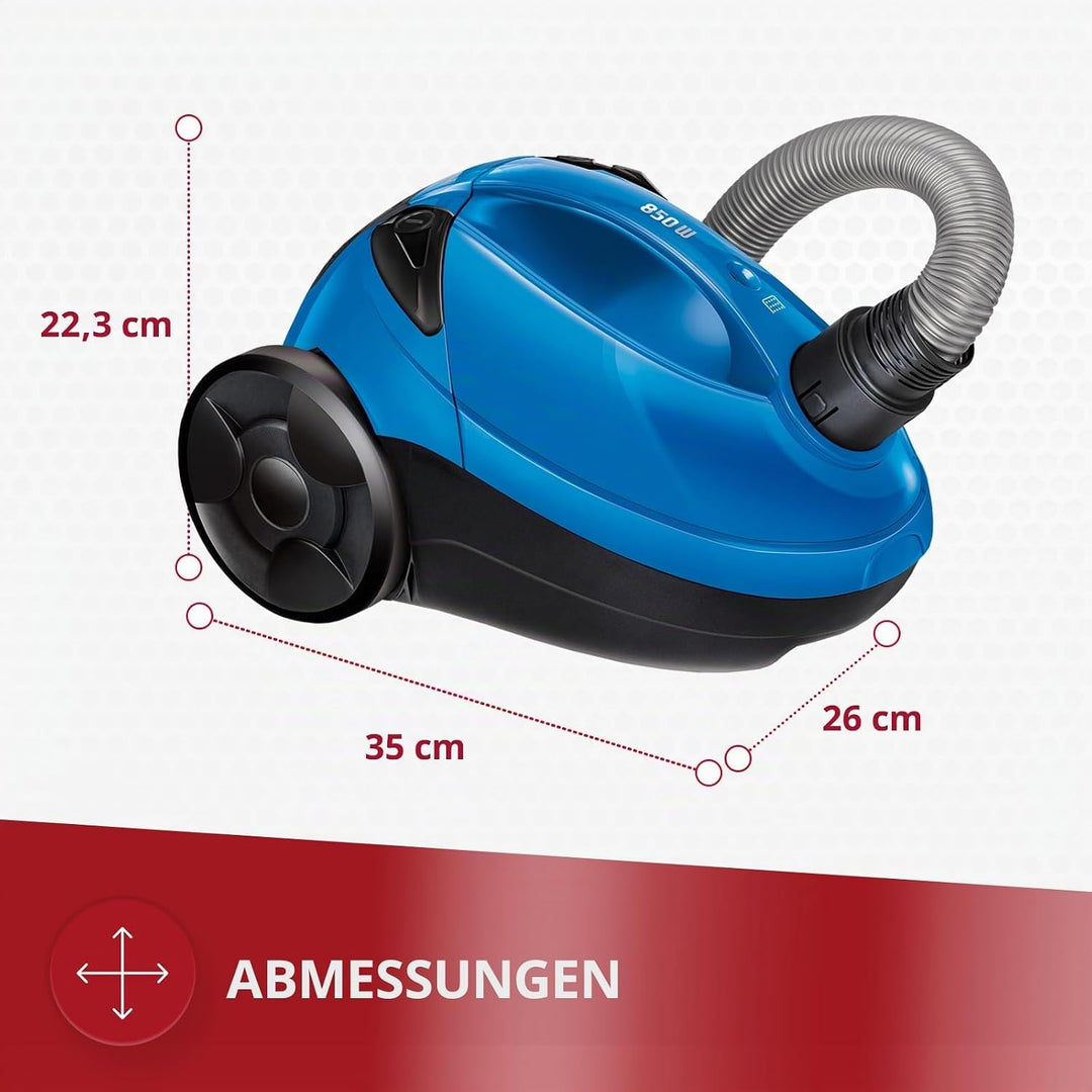 MPM Staubsauger mit Beutel MOD-53-1,5-Liter-Staubbeutel 850W - Reichweite 6,5 m - für Teppich und Ha