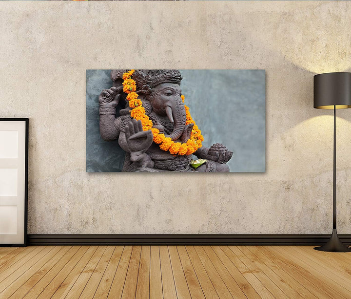 islandburner Bild auf Leinwand Ganesha Mit Balinesischen Barong Masken Auf Der Vorderseite Eines Tem