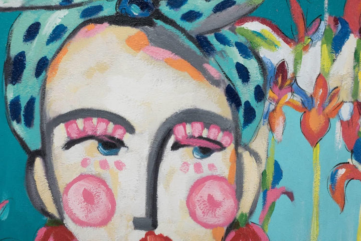 KunstLoft Leinwandbild | 100% HANDGEMALT | 60x90cm | Gemälde 'Frida in Trad' | Berühmte Personen | R