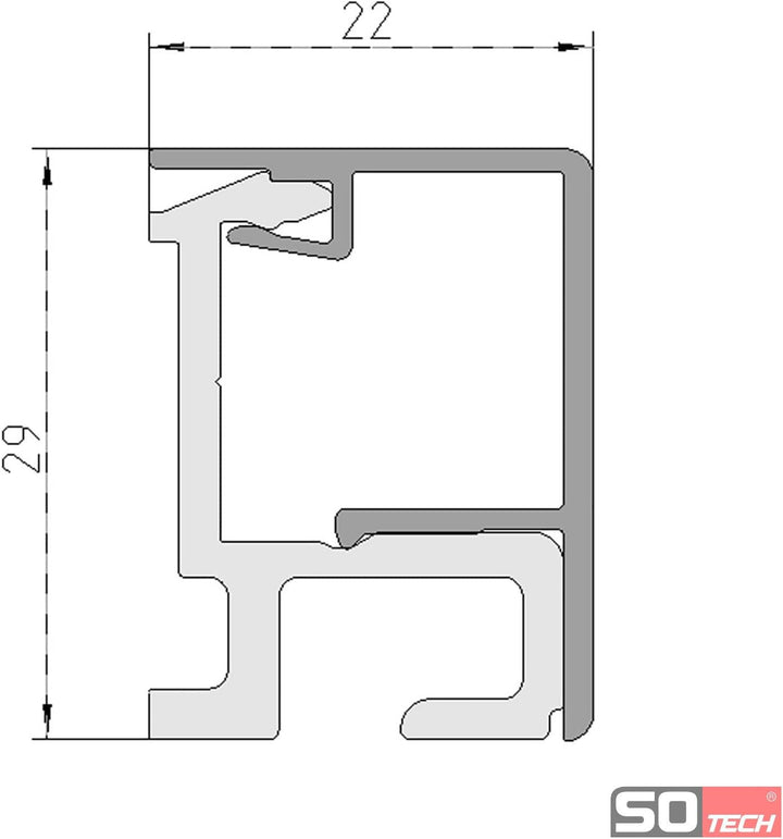 Kesseböhmer Linero style Küchenreling schwarz 1500 x 22 x 29 mm Alu Profilleiste von SOTECH Profille