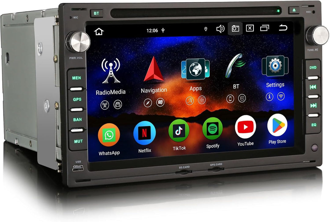 Erisin 7 Zoll 8-Kern 4GB+64GB Android 14 Autoradio Bluetooth GPS Navi für VW Passat B5 Jetta Golf 4