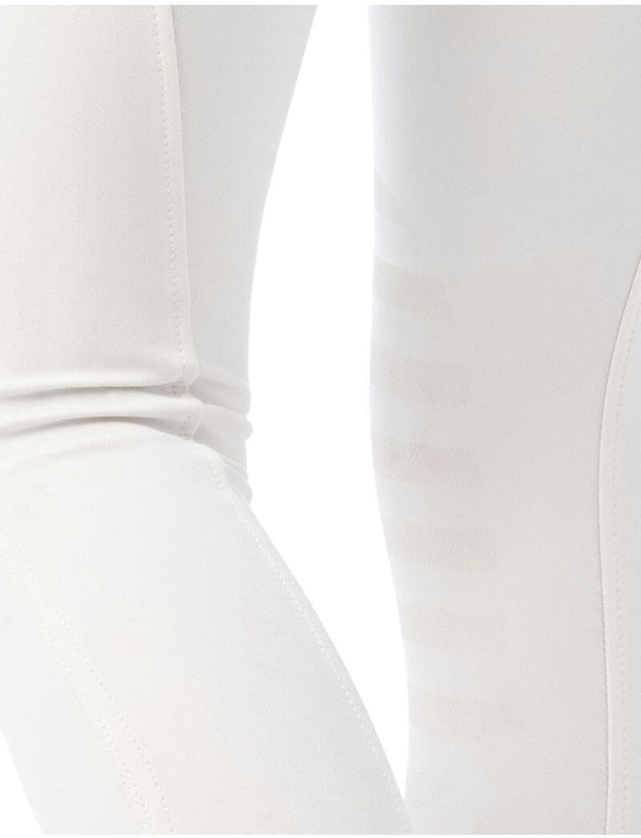 Equi-Theme Damen Reithose Silikon Kniebesatz SAFIR in 4 edlen Farben, Blanc/Bleu-34 Weiß / Blau