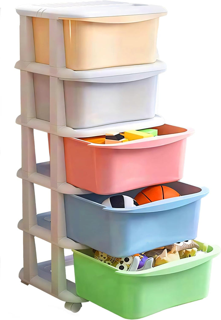 Retoo Kinderregal Spielzeug Organizer Spielzeugregal Aufbewahrungsboxen Aufbewahrungsregal mit 5 Her