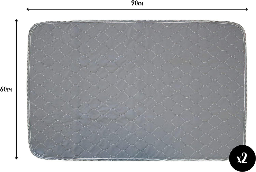 pet wiz Zwei Packungen grosse Wiederverwendbare, waschbare Haustierunterlagen in Grau (60 x 90 cm),