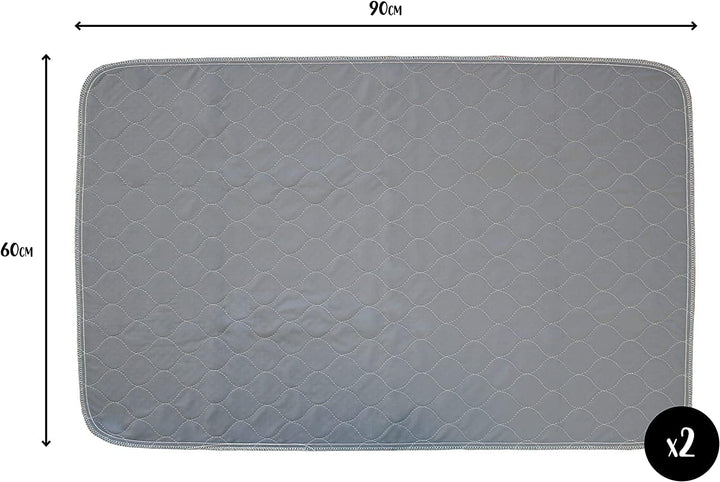 pet wiz Zwei Packungen grosse Wiederverwendbare, waschbare Haustierunterlagen in Grau (60 x 90 cm),