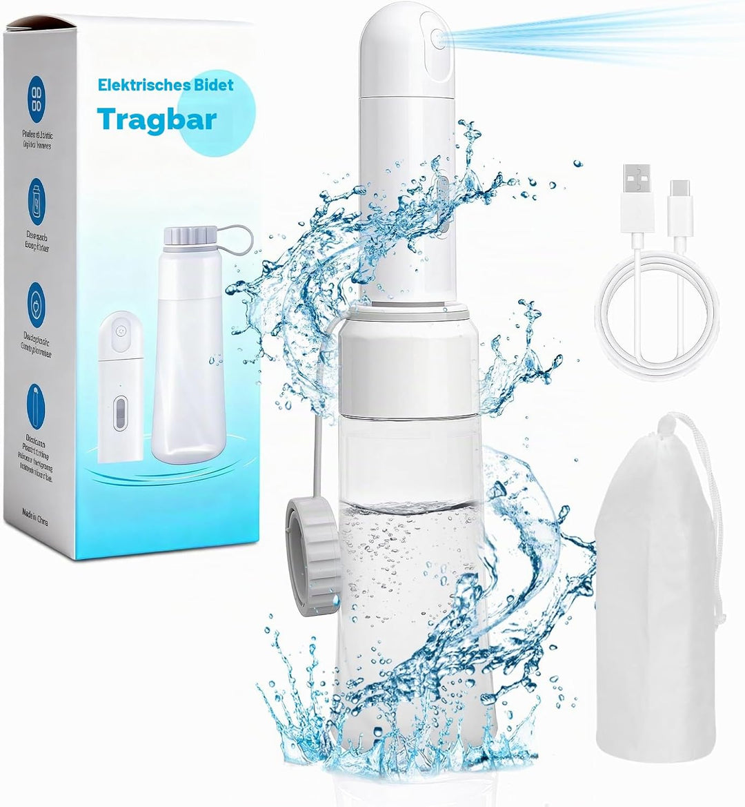 Tragbares Bidet, Elektrische Po Dusche, Tragbares Bidet Reise-Bidet, Reise Bidetflasche Mit 350mL Re
