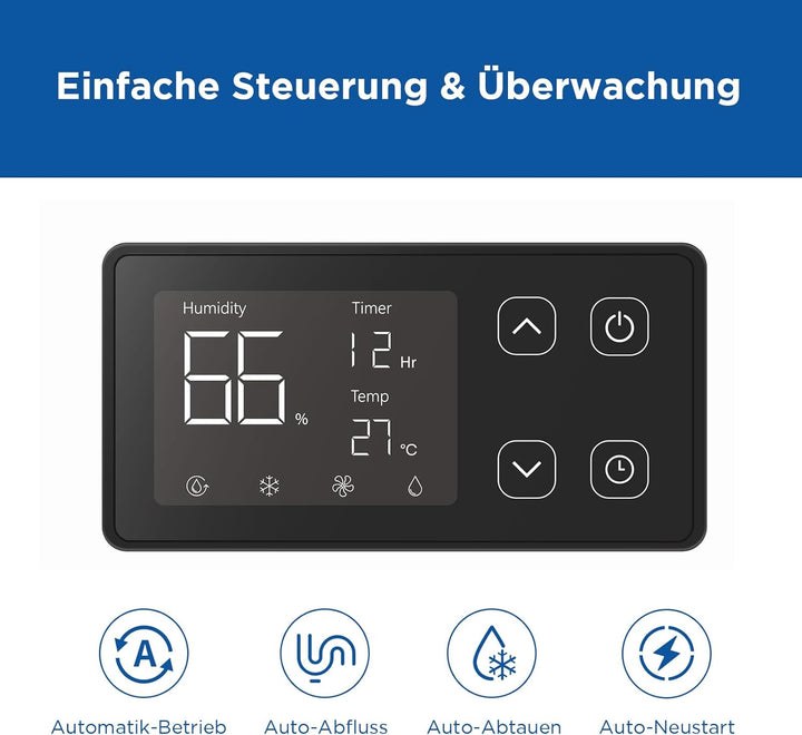 Luftentfeuchter mit Pumpe 35L/Tag – Effektiv gegen feuchte Räume &amp; Schimmel, für Keller, Kriechkelle