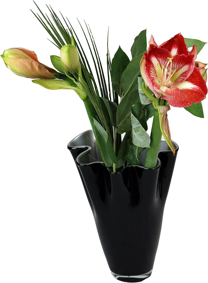 SIGNATURE HOME COLLECTION Glasvase Silber schwarz Blumenvase mundgeblasen 21 x 21 x 30 cm 21 x 21 x