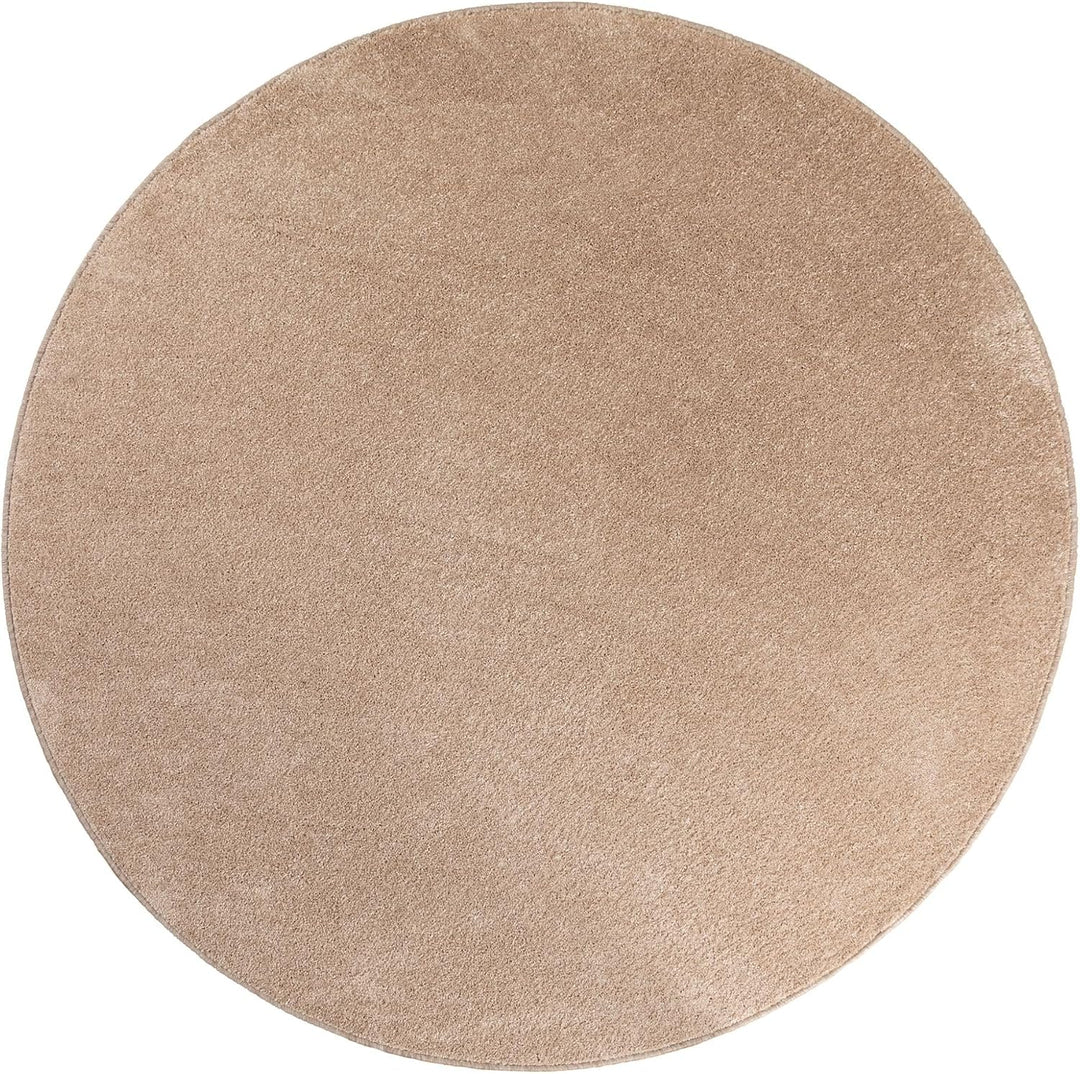 Steffensmeier Kurzflor Teppich Cambridge, Wohnzimmer, Schlafzimmer, in Sand, Grösse: Rund Ø 80 cm 80