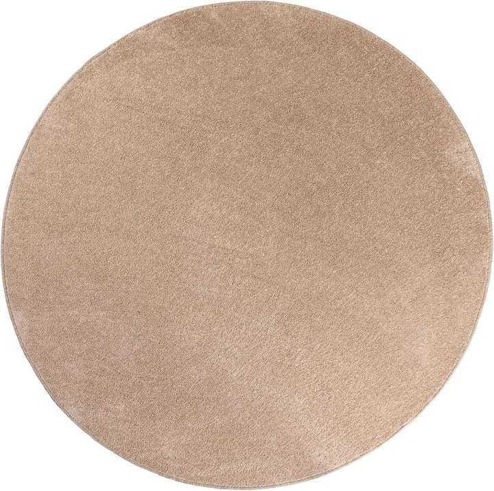 Steffensmeier Kurzflor Teppich Cambridge, Wohnzimmer, Schlafzimmer, in Sand, Grösse: Rund Ø 80 cm 80