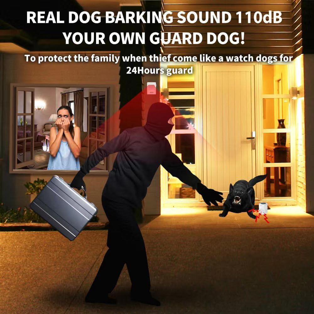 RANXINYUAN Barking Dog Bewegungsmelder-Pir Menschlicher Körper Hund Bellen Alarm Realistisch Kabello