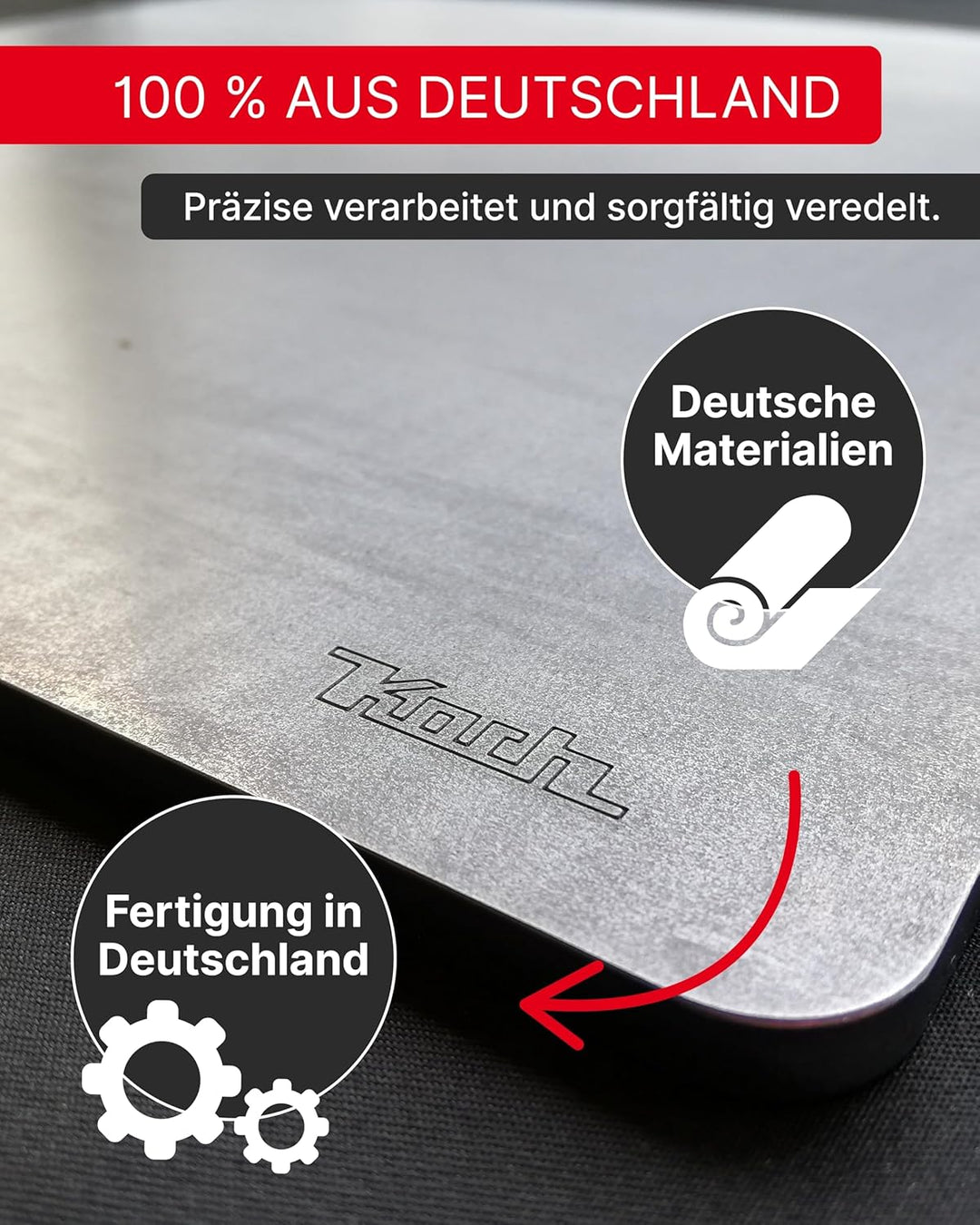 Koch Backstahl - 40 x 30 cm - Massiver Pizzastahl aus 5mm Qualitätsstahl - Für Backofen & Grill - Sc