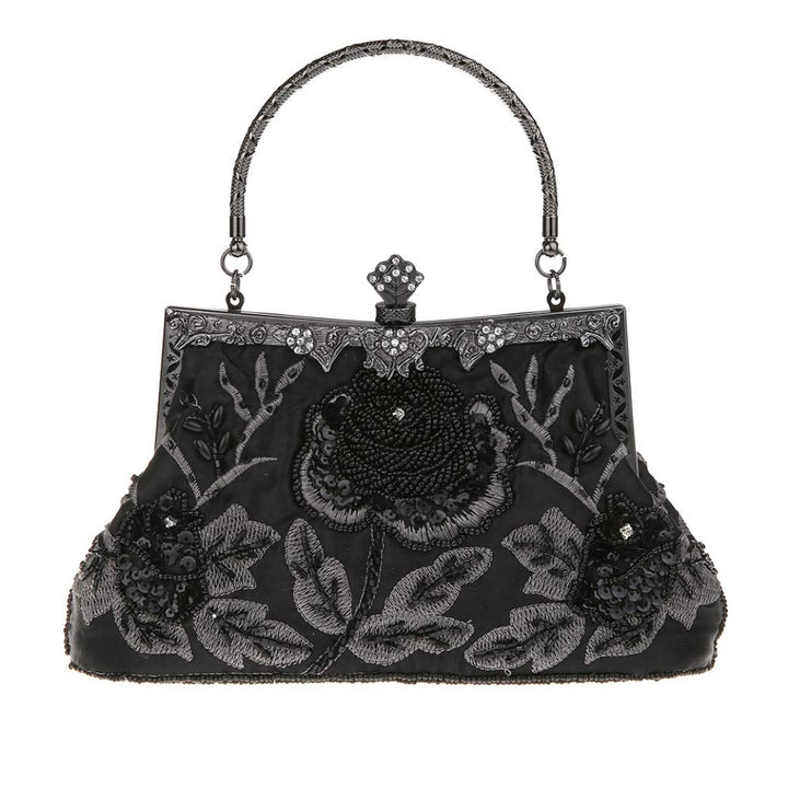 Ro Rox Marie Vintage 1920er Flapper Gatsby Peaky Blinders Party Abendhandtasche Schwarz, Schwarz